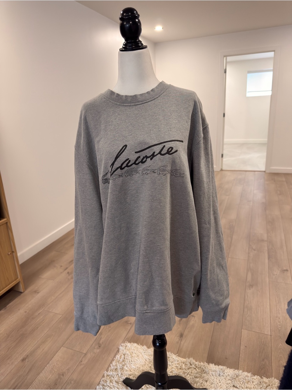 Lacoste Men’s Gray Logo Crewneck Sweatshirt - Script Logo